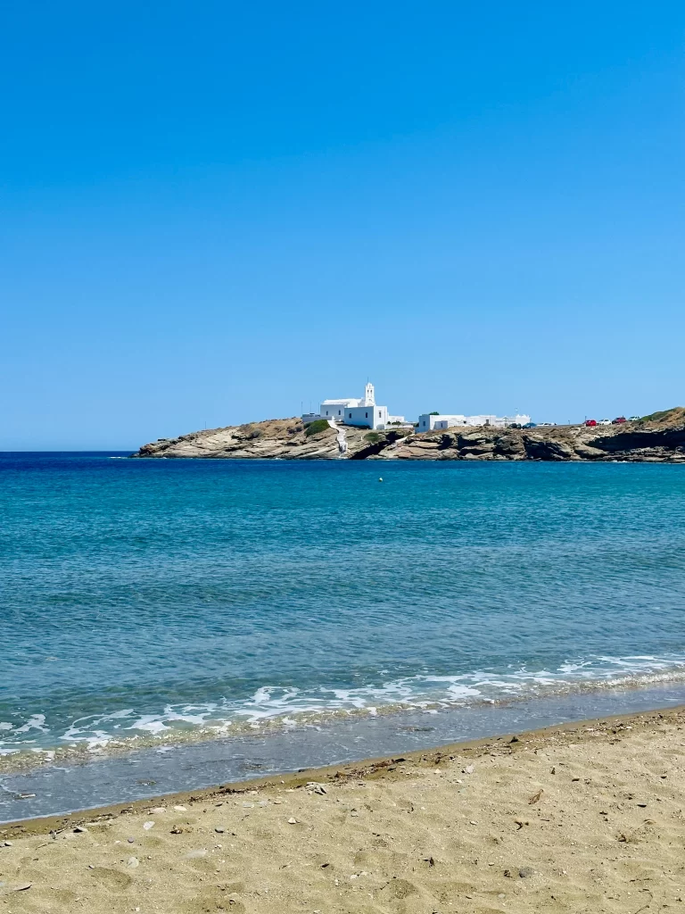 Chrysopigi Beach one of the best beaches in Sifnos. 