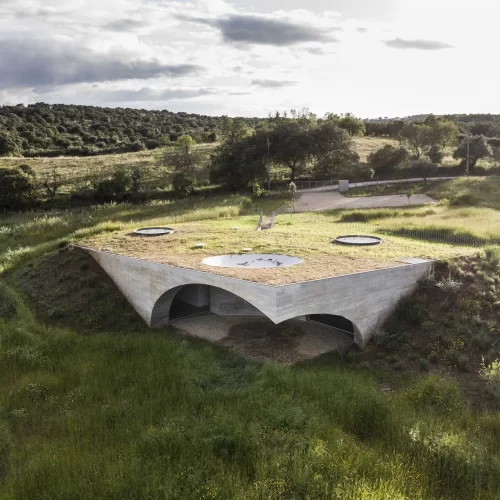 Casa na Terra underground villa in Alentejo Portugal with dome structure and lake views by Aires Mateus architects