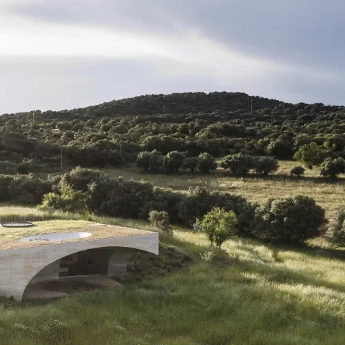 Casa na Terra underground villa in Alentejo Portugal with dome structure and lake views by Aires Mateus architects